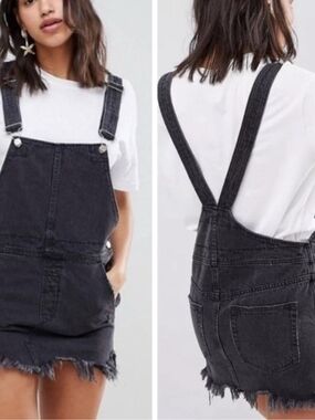 Free People Denim Overall Mini Dress